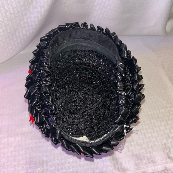 Black and Red Women's Accessory Vintage Pillbox hat - Picture 5 of 6